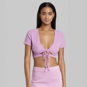 Wild Fable Short Sleeve Double Tie Front Versatile Top